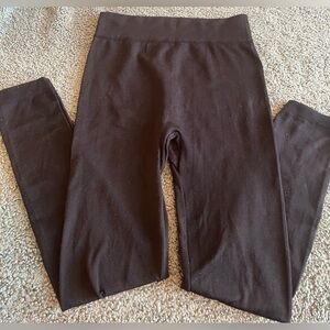 Black Fleece-Lined Stretch Lounge Leggings – One Size, Cozy & Warm